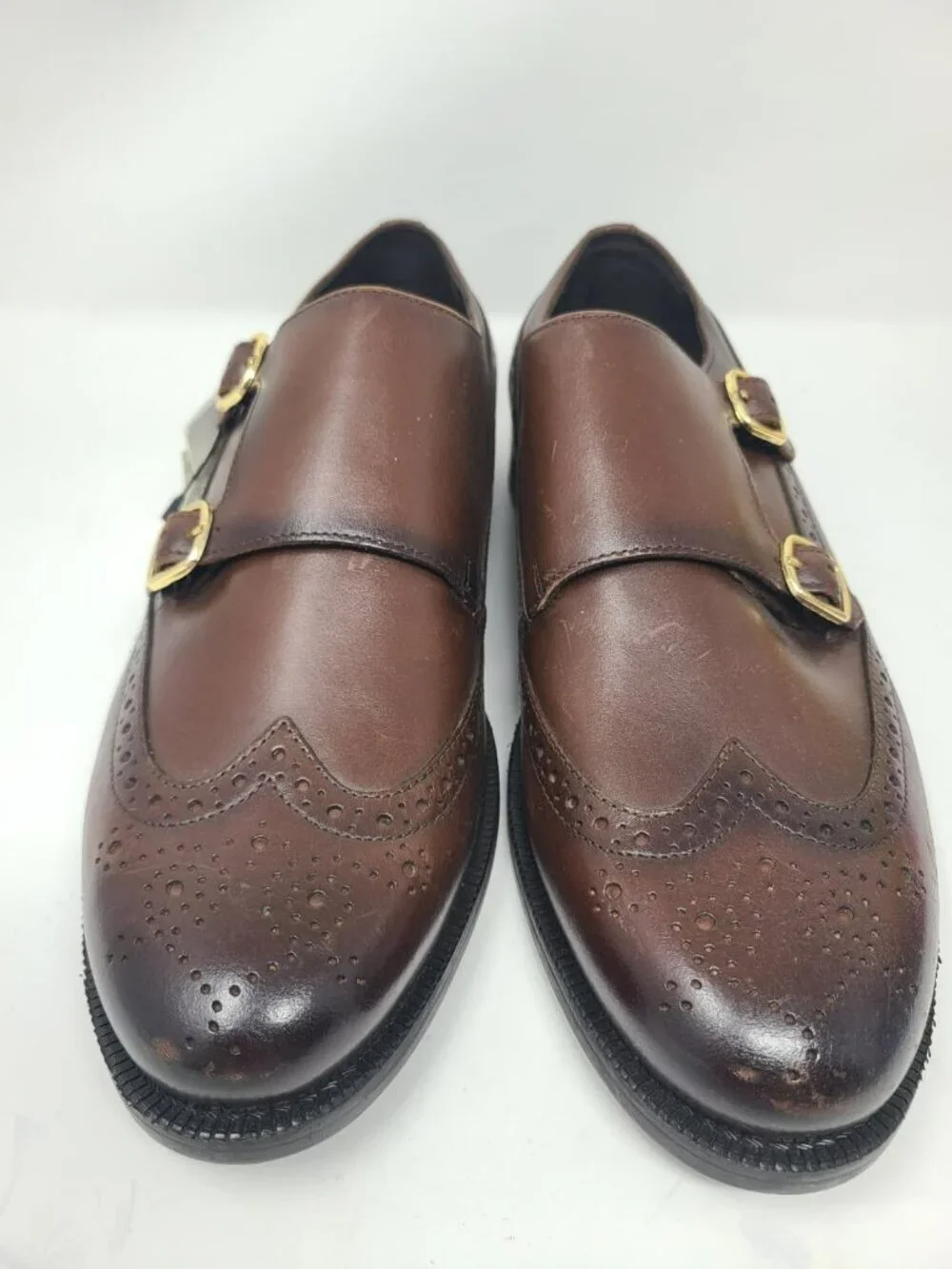 Zara Leather Double Monk Strap Shoes Size 8 2408/920